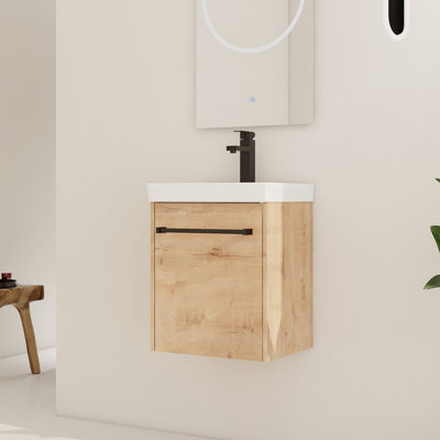 Riverton 18 Inch Vanity, 18 bathroom vanity with top, 18 inch bathroom vanity, 18" Single Bathroom Vanity Set, 18'' Single Sink Vanity with 1 Door and Ceramic Basin Sink