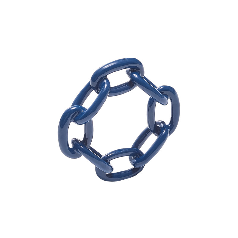 Enamel Chain Link Napkin Ring, Navy