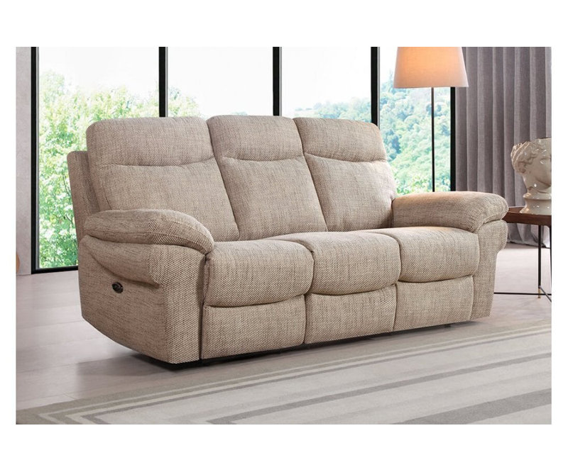 Casolo Fabric Electric Recliner 3 Seater Sofa, Caramel