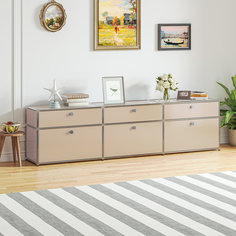 Rangement avec table de chevet et tiroir, Marron clair