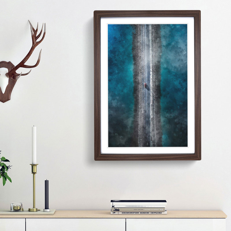 Lake Road - Framed Print, 33cm H x 24cm W x 2cm D, Walnut Framed