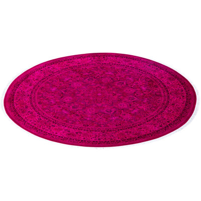 Overdyed Hand-Knotted Wool Modern-Contemporary Pink Area Rug 6' 1" x 6' 1"