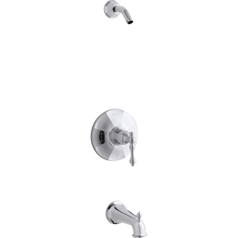 Garniture de valve de baignoire et douche Rite-Temp avec poignée levier et bec, sans pomme de douche, Chrome poli