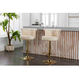 COOLMORE Swivel Bar Stools Set Of 2 Adjustable Counter Height Chairs With Footrest For Kitchen, Dining Room 2PC/SET