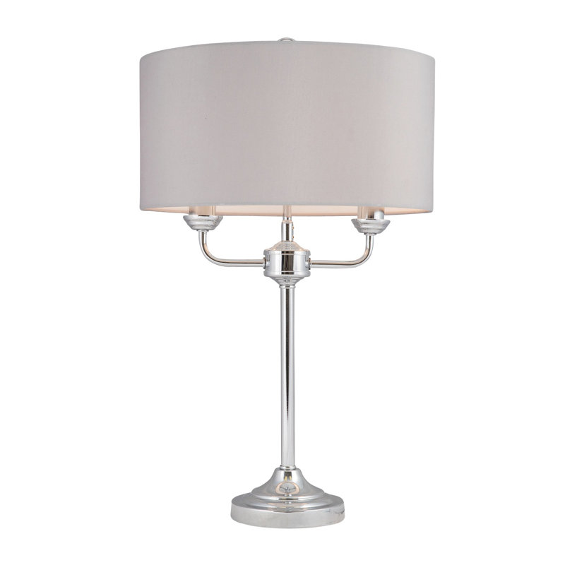 Dukes Metal Buffet Lamp, Grey, Polished Chrome