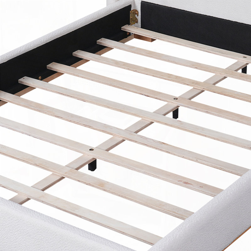 Structure de lit en tissu avec tête de lit tapissier Boucle, Grand