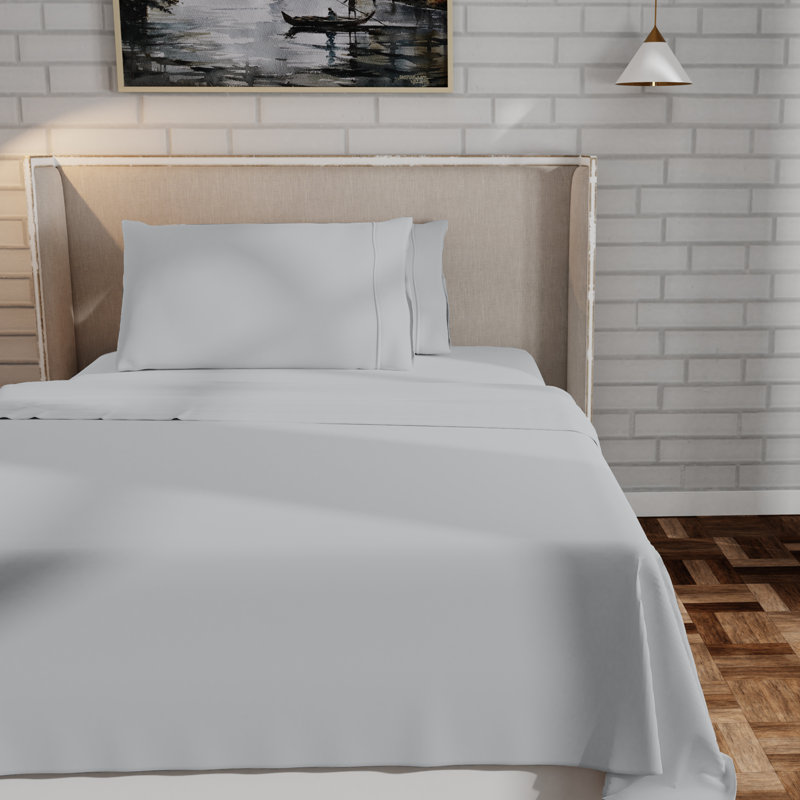 Kal 100% Cotton Sheet Set, Gray, Queen
