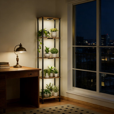 66-Inch Tall 5-Tier Plant Stand With Full Spectrum Grow Lights, Adjustable Indoor Plant Shelf With Timer For Home, Corner, Patio, And Indoor Gardening by Arlmont & Co.