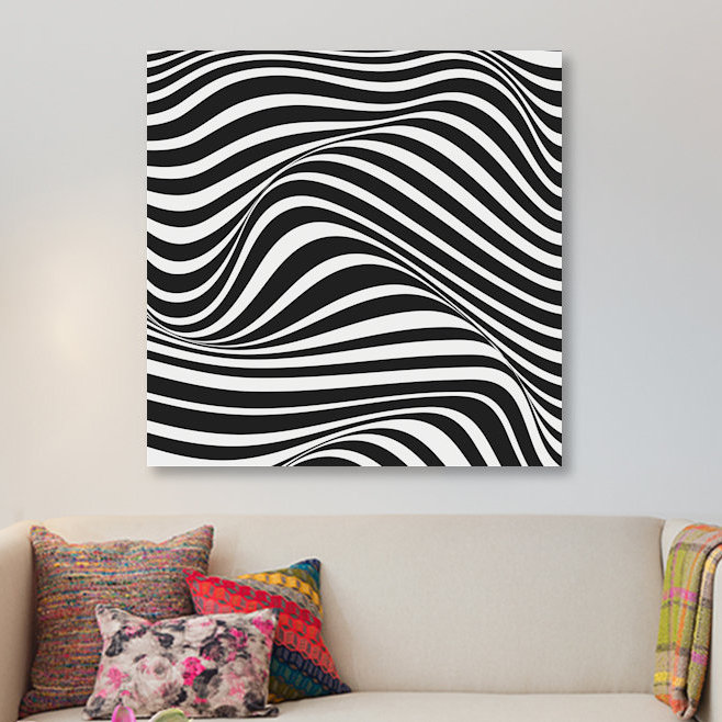 « wave », reproduction d’impression sur toile tendue, H 12 po x l 12 po x P 0,75 po, Pas de tapis, Toile tendue