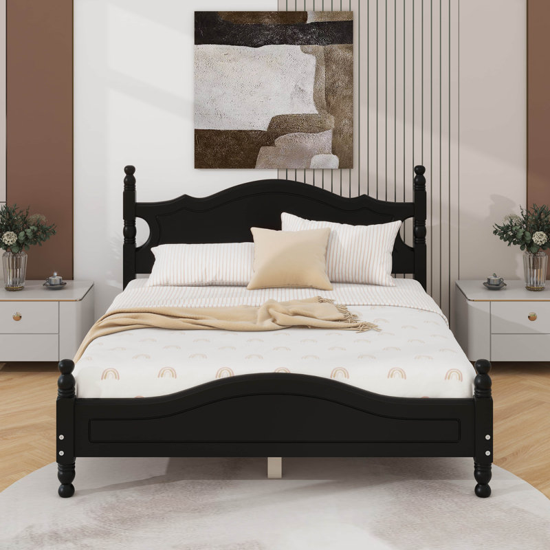 Grand lit plateforme en bois, Noir