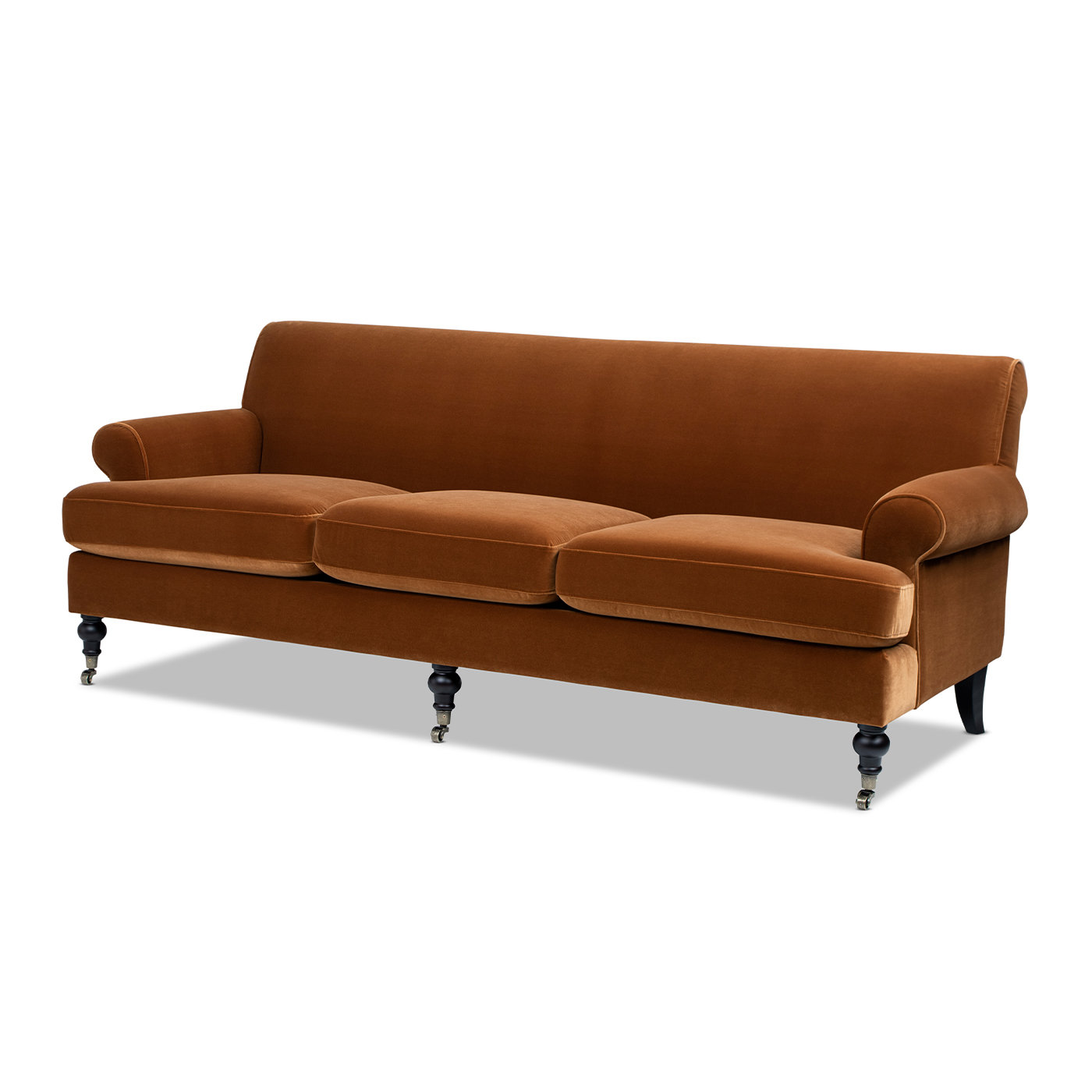 Harbor 88" Sofa, Burnt Orange Velvet
