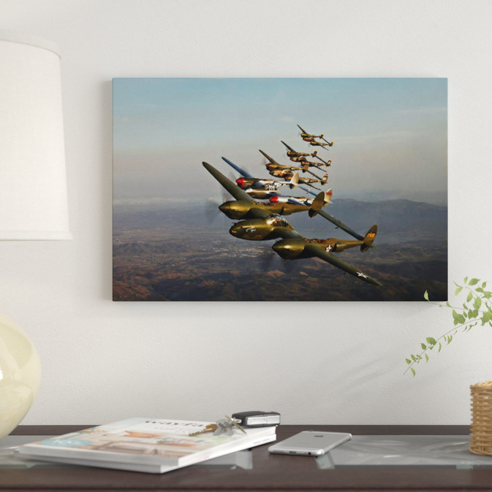 " Historic Flight Of Five Lockheed P-38 Lightnings " by Scott Germain East Urban Home Mat 