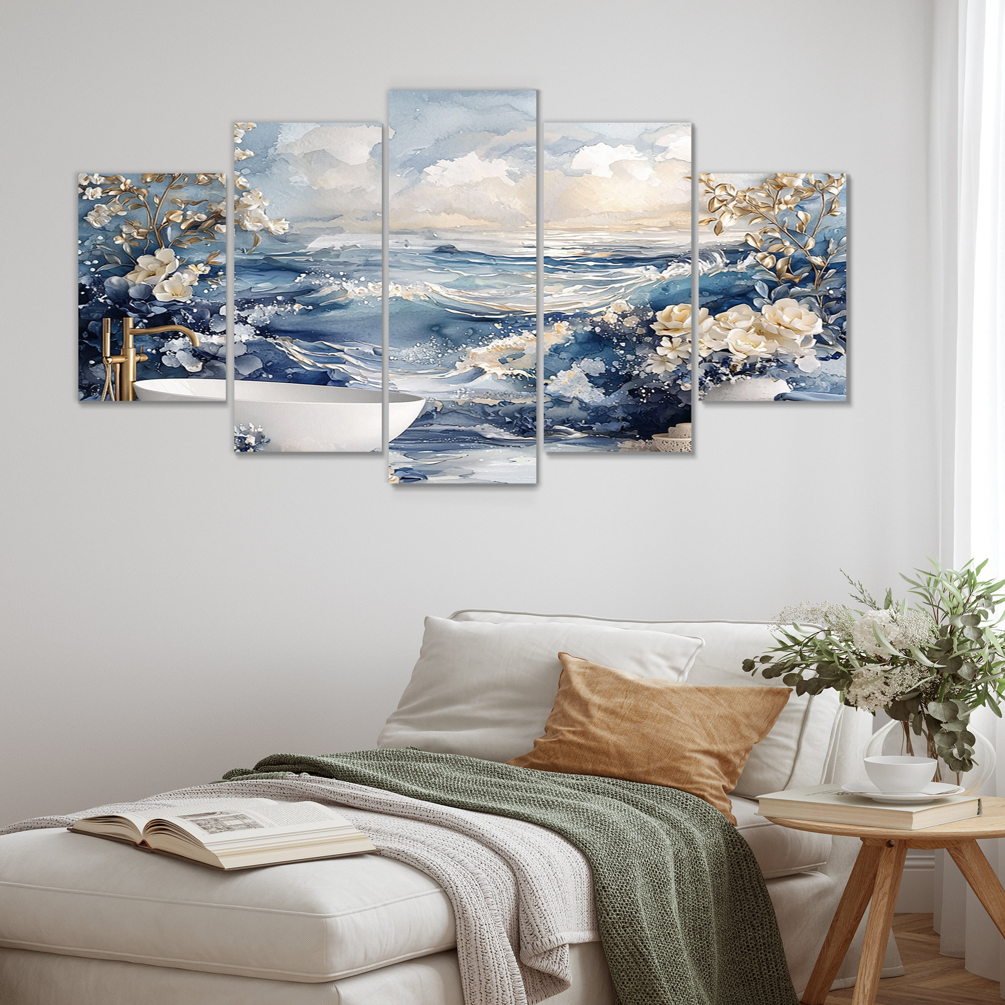 Winston Porter Blue And White Bathroom Ocean Calm - Bathroom Wall Art ...