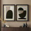 Modern Minimalist Geometric Shapes in Dark Green - Set of 2 Premium Framed Wall Art Print on Paper 26"x36"-121103530