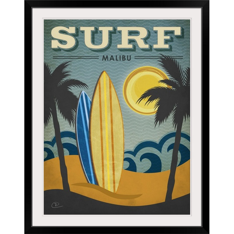 « surf malibu », reproduction d’impression pulve, H 24 po x l 18 po x P 1,5 po, Toile