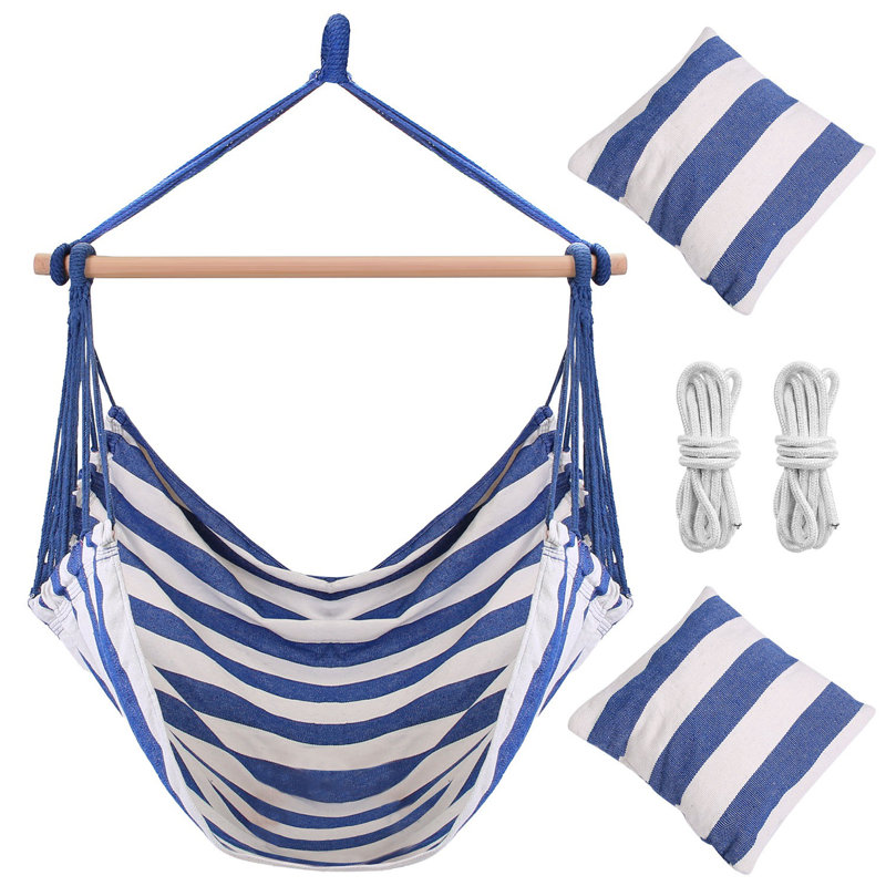 Ausha 1 Person Canvas Chair Hammock, Blue