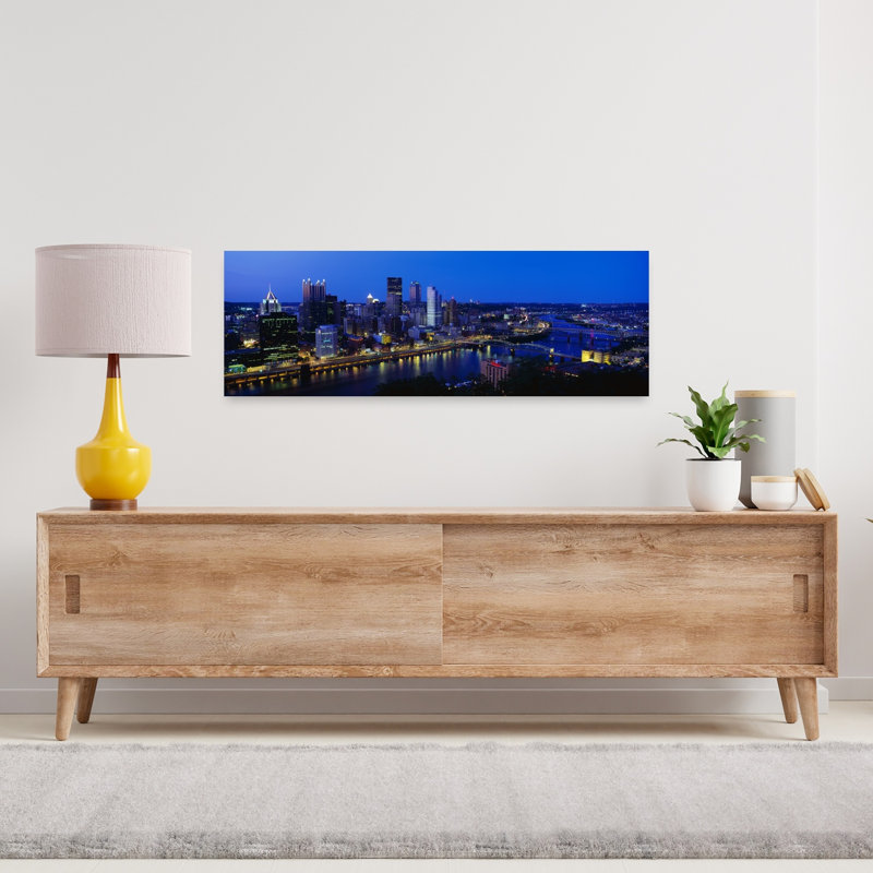 Pittsburgh PA 1 Piece Wrapped Canvas Panoramic Wall Art, 30.48 cm H x 91.44 cm W