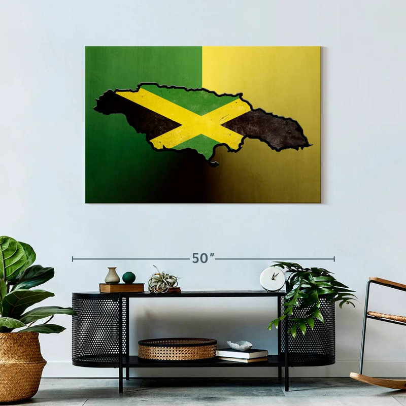 Drapeau de la Jamaïque sur toile, H 30 po x l 45 po x P 1,25 po