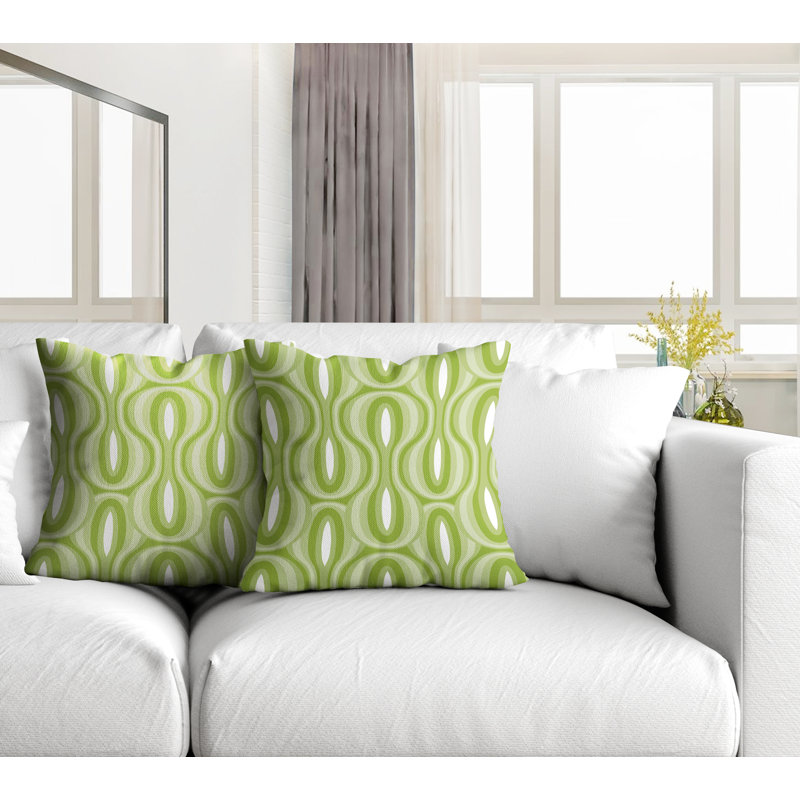 Coussin décoratif intérieur / extérieur Ikat, L 19 po x H 19 po, Chartreuse