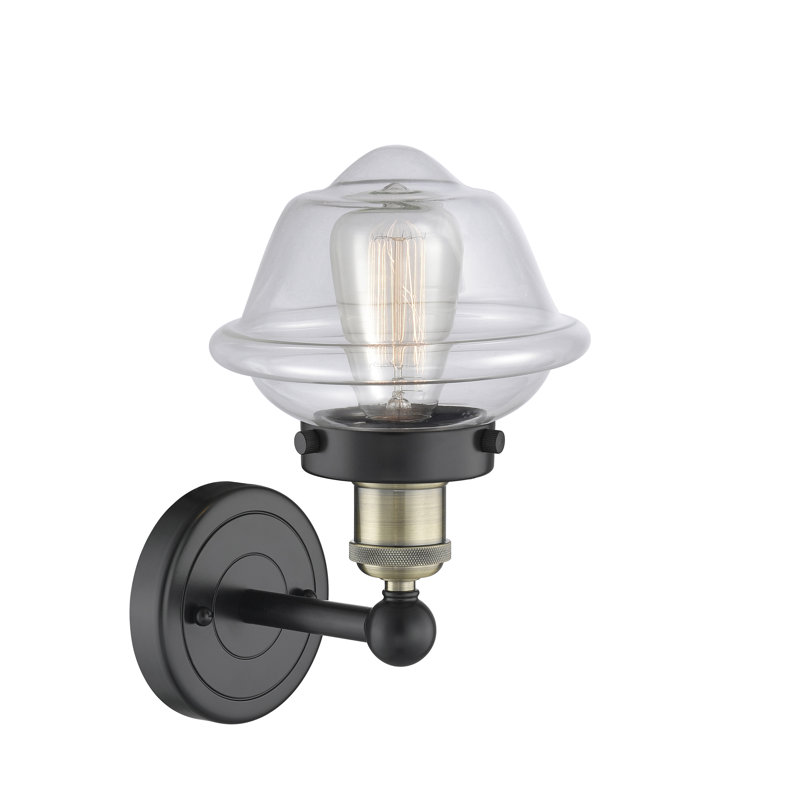Wimer Armed Sconce, Clear, Black Antique Brass