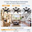 Ventilateur de plafond 52 po avec lumière et télécommande, moteur CC réversible silencieux, lumière DEL 3 couleurs, intérieur extérieur couvert
