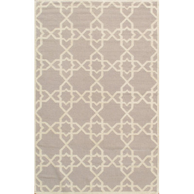 Tapis géométrique ivoire / gris en laine fabriqué à la main