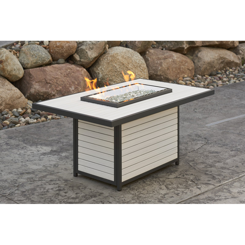 Rectangle Polyresin Smokeless Fire Pit Table, White