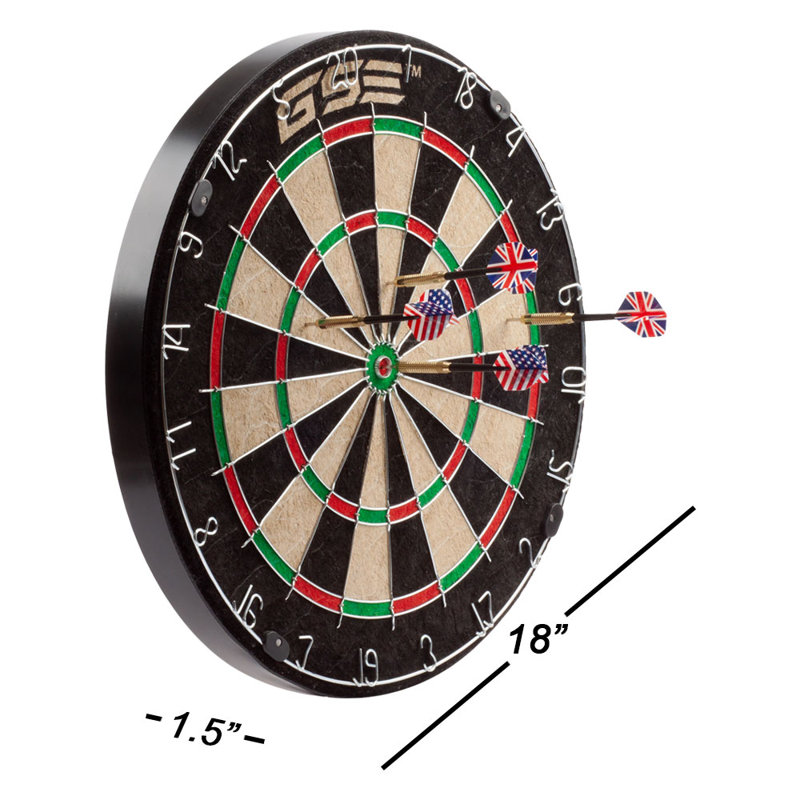 Jeu de fléchettes en poils de qualité professionnelle GSE de 18 pouces. Jeu de fléchettes en sisal avec six fléchettes à pointe en acier de 17 grammes et tableau de pointage
