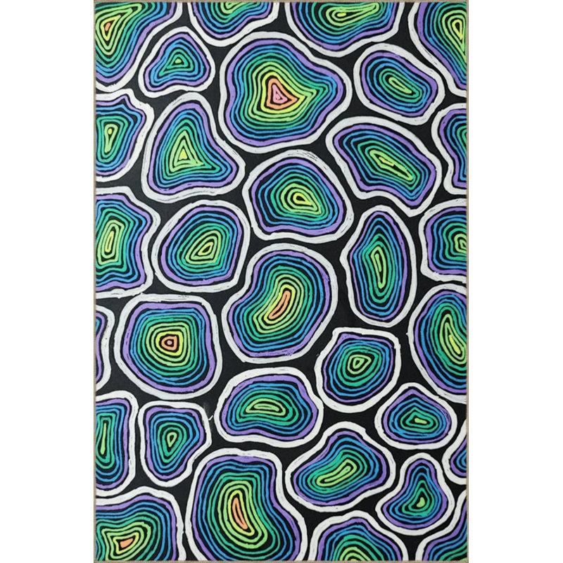 Multicolored Abstract Geometric Patterned Modern Decorative Carpet, Runner 2'6" x 6'7"