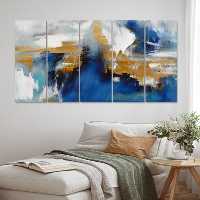 Radiant Muse Émergence IV - reproduction d'art sur toile abstraite - 5 panneaux égaux