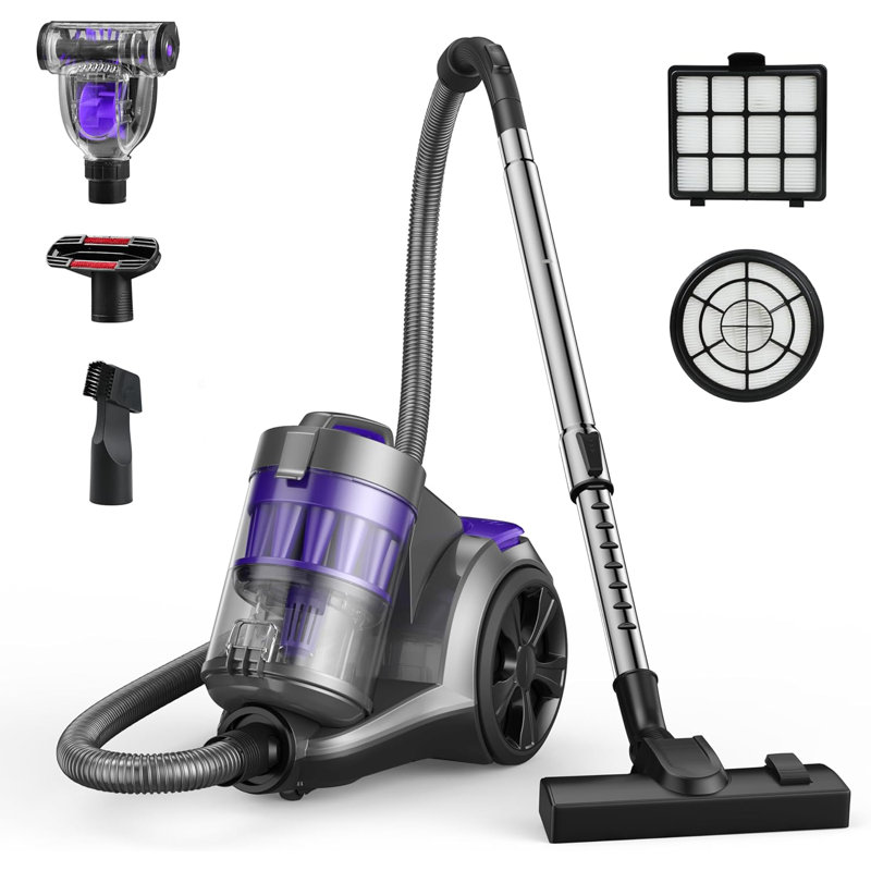 Corded Canister Vacuum Cleaner, 1700W Powerful 45Kpa Suction, Multi-Cyclonic, 3.3L Dust Cup, 33ft Range, Pet Hair Brush for Hard Floors, Tile & Low-Pile Carpets