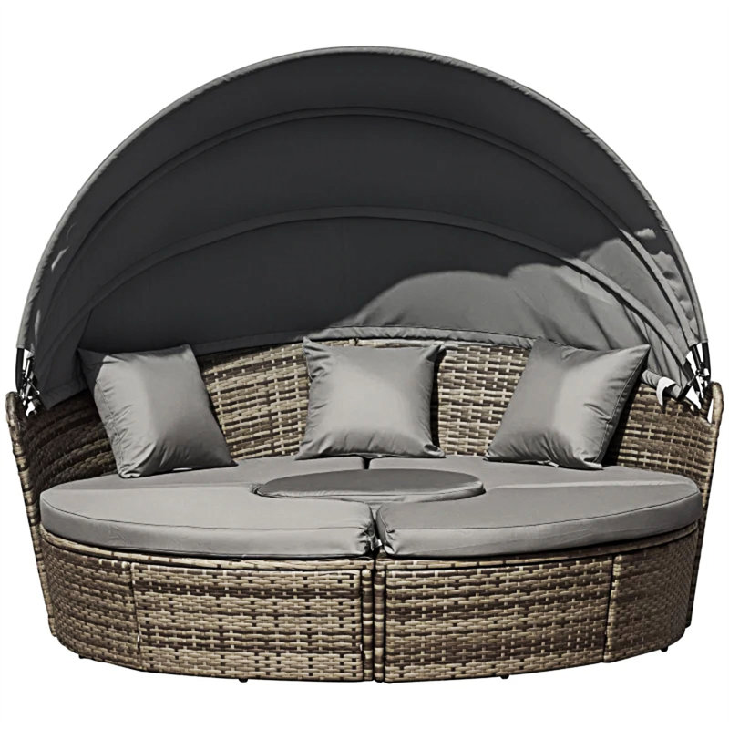 Ensemble de mobilier d'extérieur convertible 4 pièces, Gris foncé