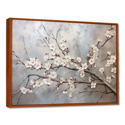 Minimalism Grey And Beige Cherry Blossom I - Cherry Blossom Wall Art