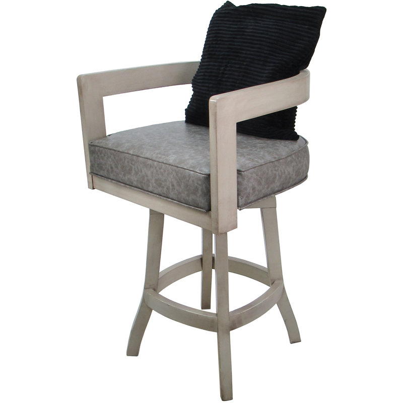 Vinyle gris marbre Halke - coussin noir, Gris / vinyle noir / cadre beige