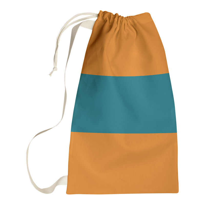 Fabric Laundry Bag with Handles, 36" H x 28" W x 1.5" D, Burnt Orange/Deep Pacific Teal/Burnt Orange