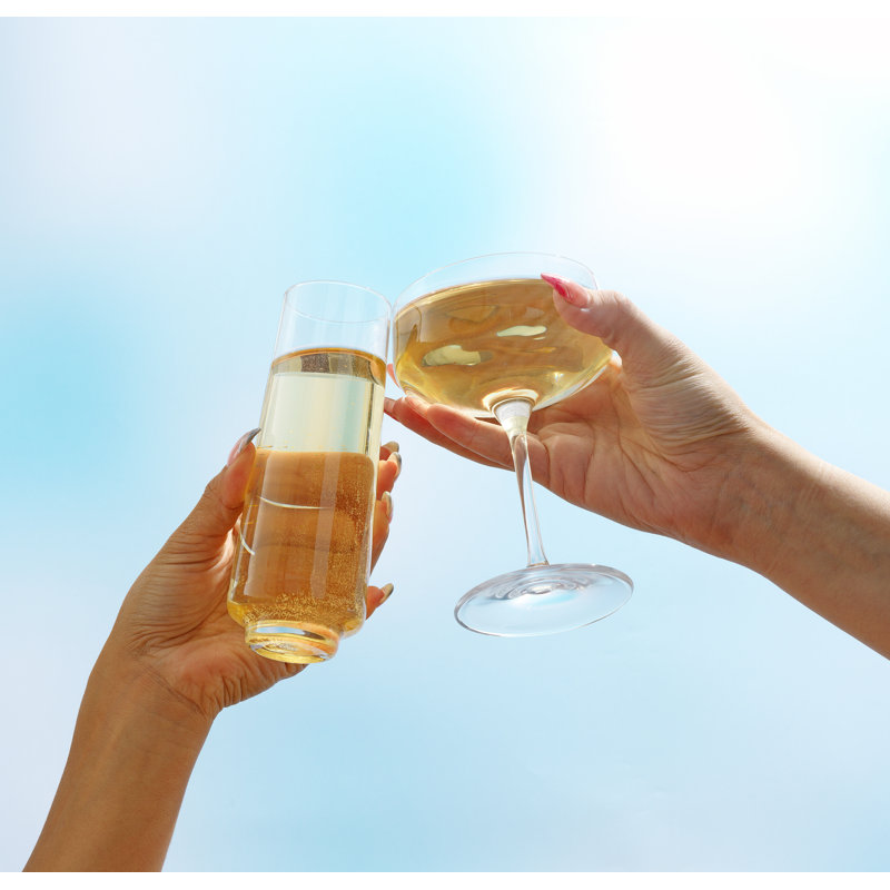 Sidney 9oz Stemless Flute, Set of 4, Clear