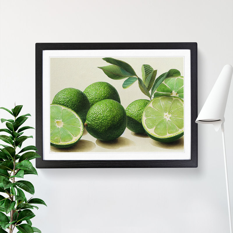 Lime Fruit - Single Picture Frame Painting, Black, 46cm H x 64cm W x 2cm D