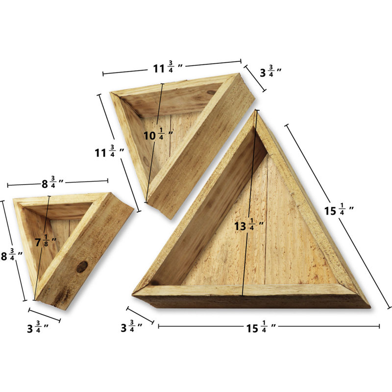 Triangle Accent Shelf with Adjustable Shelves, Natural Barnwood