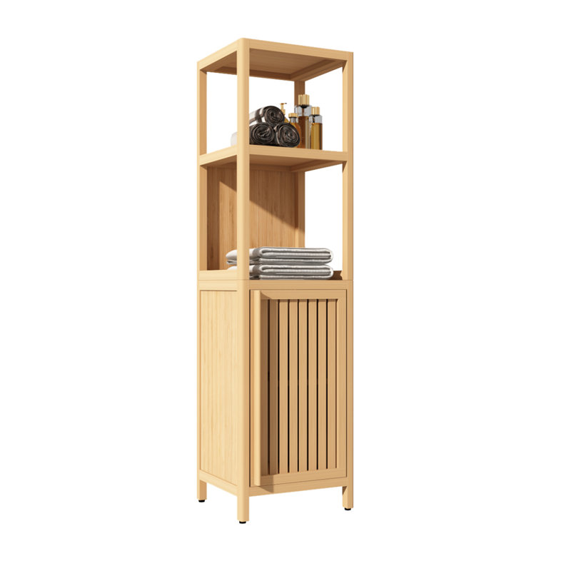 Meuble de rangement multifonctionnel en bambou de grande capacité pour salle de bain et salon