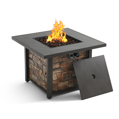 24" H X 36" W Propane Outdoor Fire Pit Table With Cover
