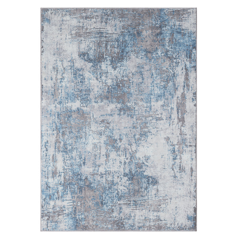 Washable Savana blue/grey Rug, Rectangle 160 x 230cm