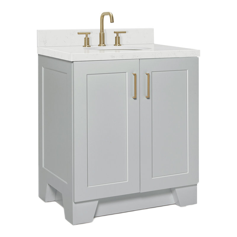 31 IN.  Single Bathroom Vanity, Gray, Oval, Carrara Quartz