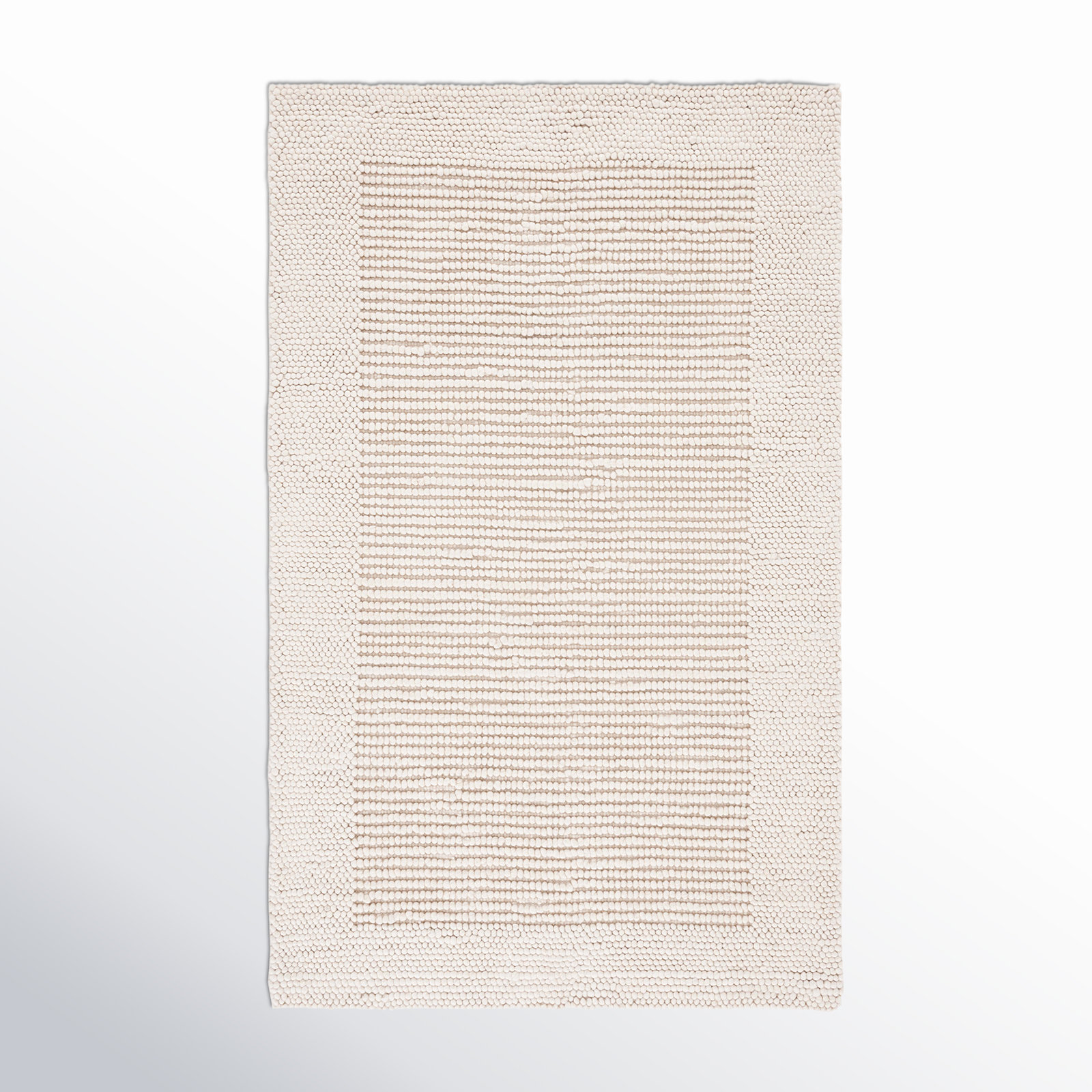 Burdick Ivory Beige Hand-Woven Wool Rug, Rectangle 3' x 5'