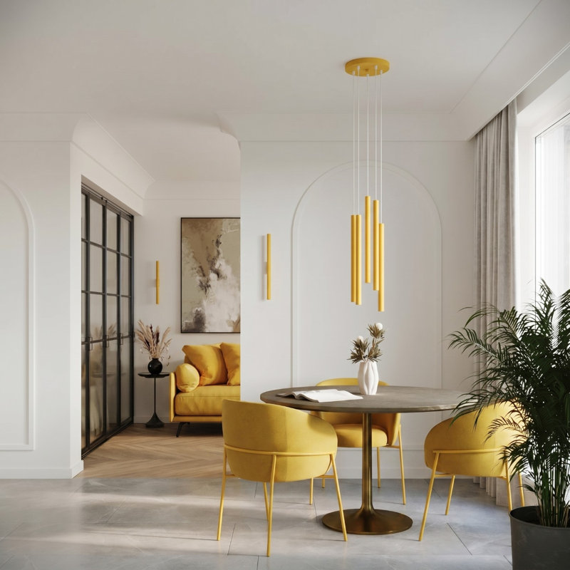 Pendant lamp Berthile 1 gold, 19,5x19,5x115 cm, Yellow, 3 Lights