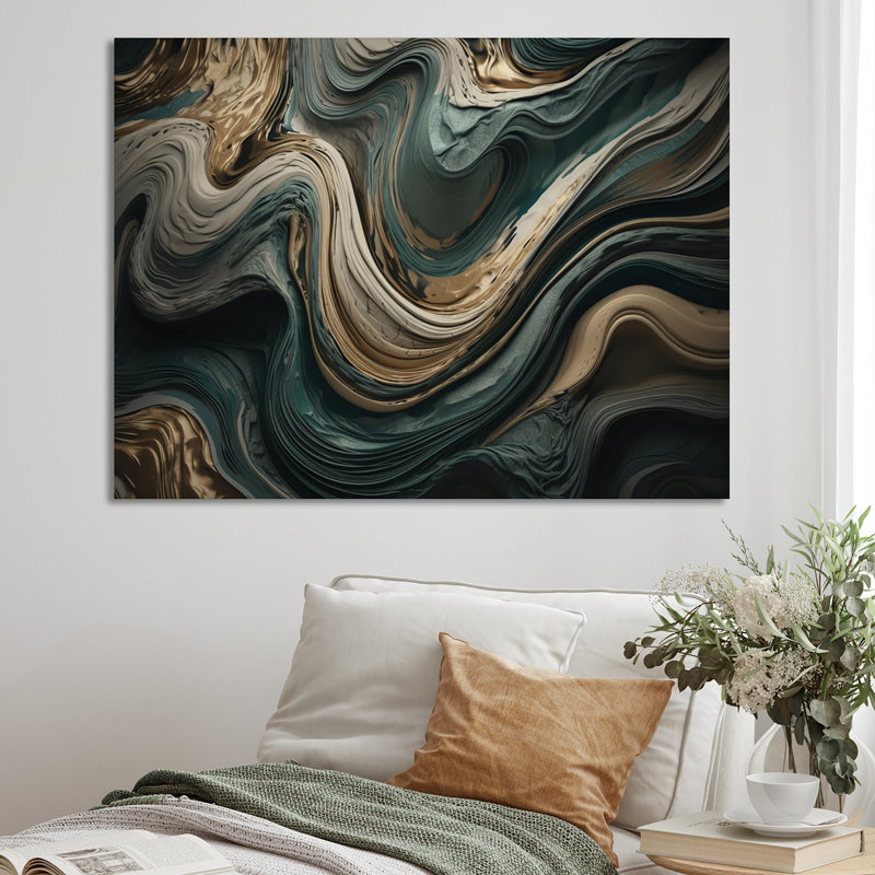 «Wave Twist», œuvre d'art abstraite, H 12 po x l 20 po x P 1 po, Toile tendue
