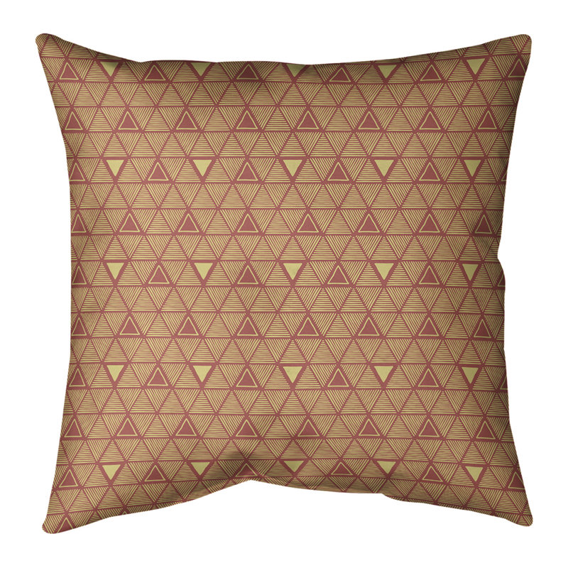 Triangles dessinés à la main Coussin décoratif, Duvet synthétique, Complet rouge/jaune, Polyester filé
