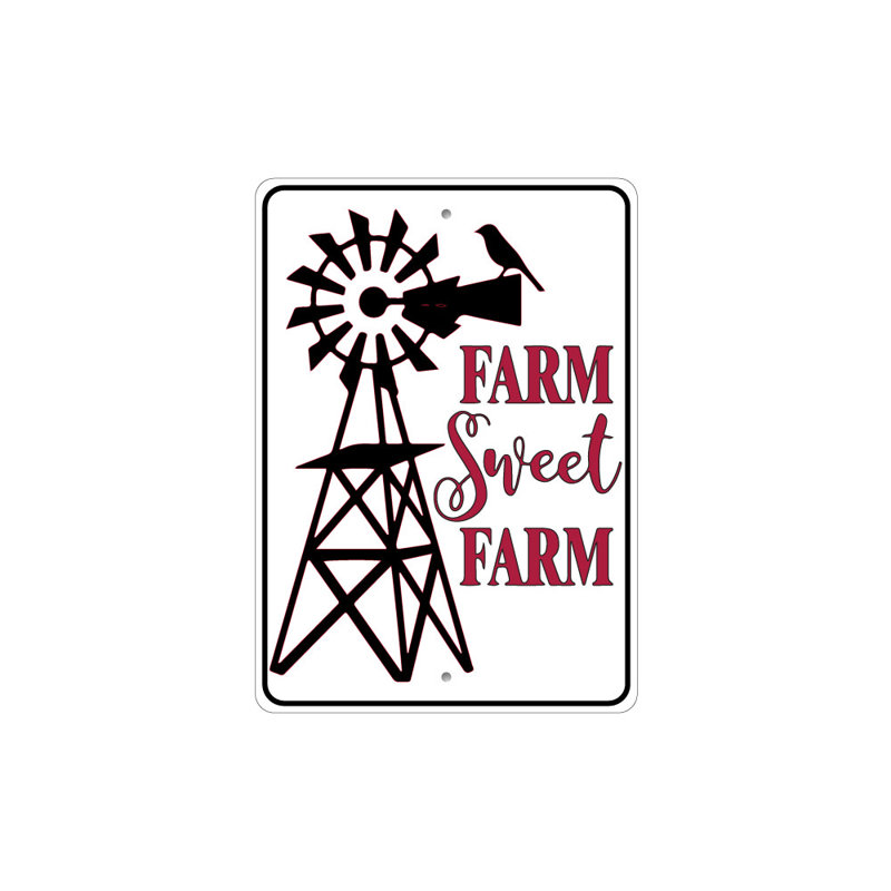 Enseigne en aluminium Farm Sweet Farm, H 14 po x l 10 po x P 0,04 po