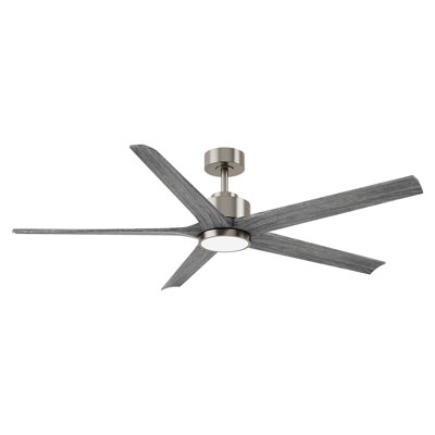 60” 5 Blade Solid Wood Ceiling Fan With Light & Remote Control,elegant & Quiet Airflow