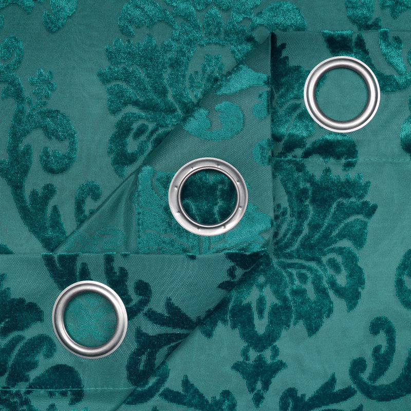 Ensemble de rideaux semi-transparents avec œillets Branca, L 52 po x L 96 po, Bleu sarcelle