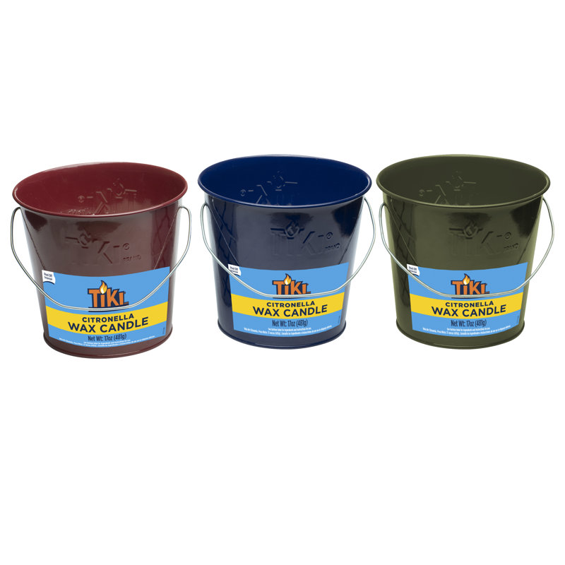 17 Ounce Citronella Wax Candle Metal Bucket, Navy Blue/Army Green/Burgundy